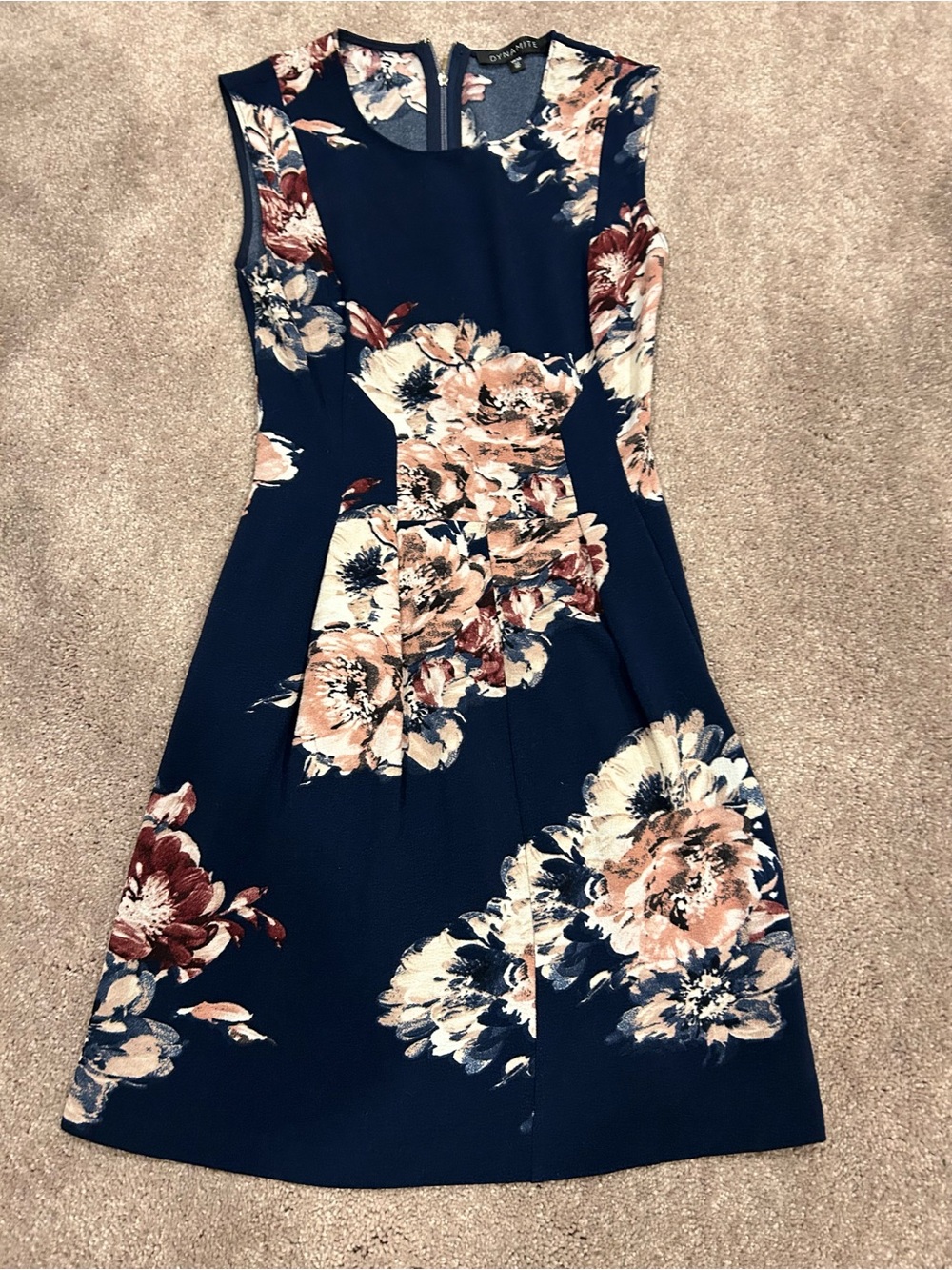 Dynamite Navy Sleeveless Floral Midi Dress